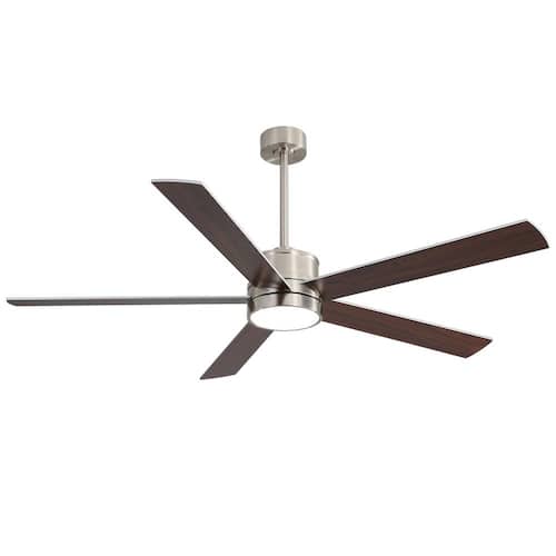Rush 65 in. Indoor Integrated LED Brushed Nickel Ceiling Fan with Remote and Light Included Ceiling Fans With Lights