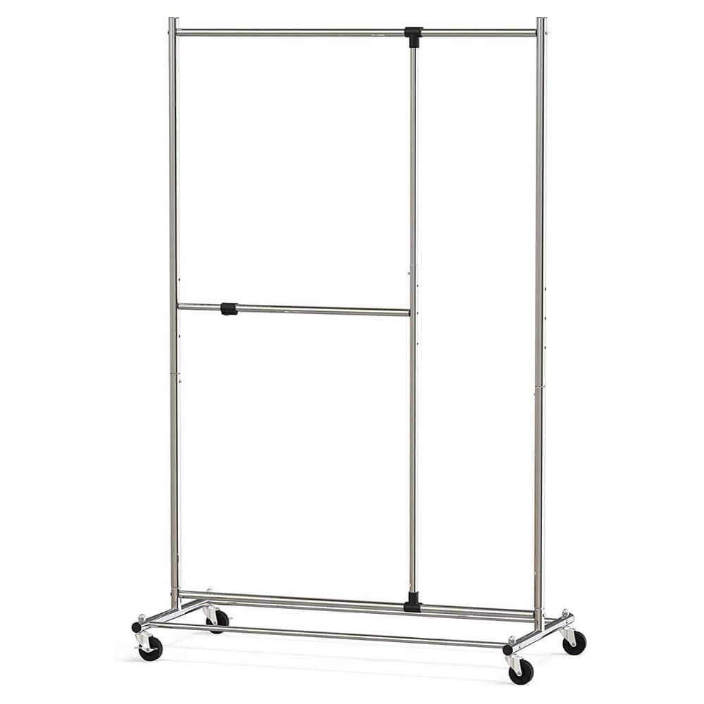 Chrome Alloy Steel Adjustable Garment Clothes Rack 45.5 in. W x 72 in. H, Grey