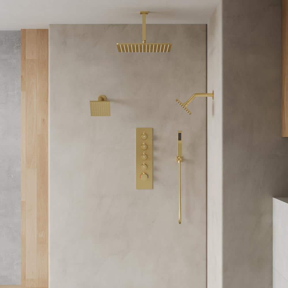 Brushed Gold Multi-Head Stainless Steel Shower System