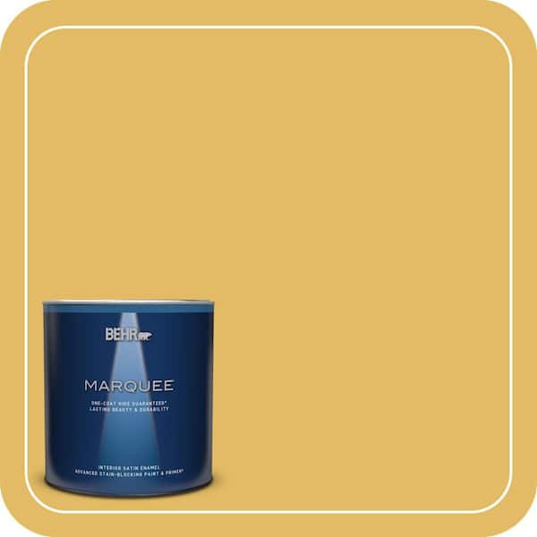 BEHR MARQUEE 1 qt. #MQ4-12 Dandelion Wish One-Coat Hide Satin Enamel Interior Paint & Primer
