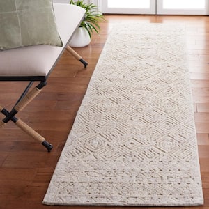 Textual Beige 2 ft. x 9 ft. Abstract Border Runner Rug