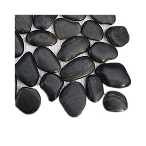 Ivy Hill Tile 3D Pebble Rock Jet Black Stacked Marble 3 in. x 6 in. x 8 mm Mosaic Floor and Wall Tile Sample