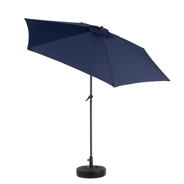 HOTEBIKE 9 ft. Dark Blue Outdoor Patio Umbrella, Pool Umbrella with Push Button Tilt and Crank, Market Umbrella Base Not Included