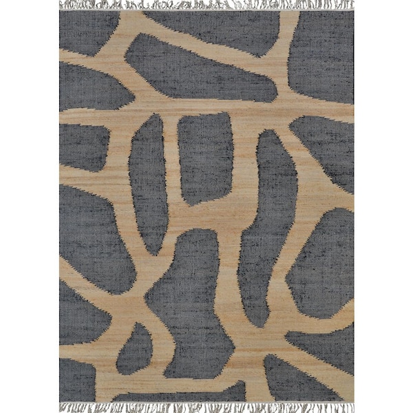 Cosmoros Karo Jute Natural 6 x 9 ft. Abstract Bohemian Area Rug