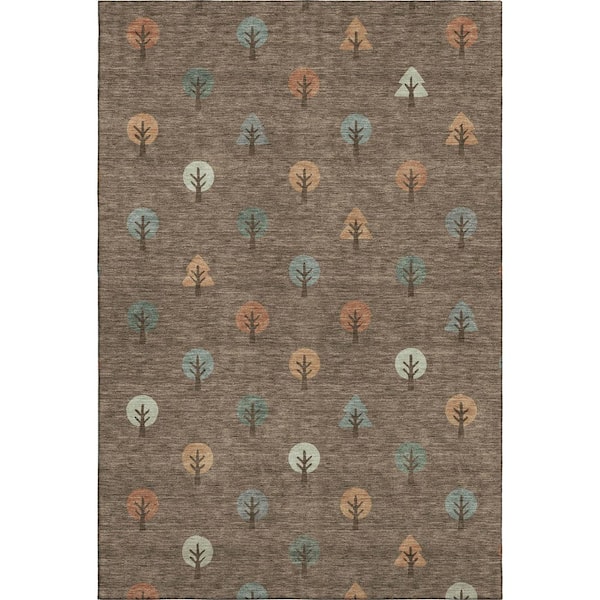 Mayfield Premium Machine Washable Abstract AMF2550 Brown 10 ft. x 14 ft. Area Rug