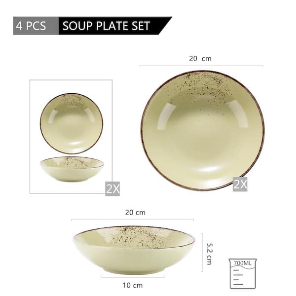 vancasso Starry 24oz Cereal bowls, Porcelain Set of 4 Pasta Bowls Lead-free  Soup Bowls, Green Bowl for Kitchen, Ceramic Bowls for Cereal Soup Oatmeal