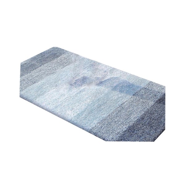 44"x24" Blue Stripe Microfiber Rectangular Shaggy Bath Rugs