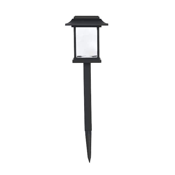 Hampton Bay Melrose 10 Lumen Black LED Weather Resistant Outdoor Solar Path Light with Plastic Lens