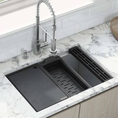 OLOFSJÖN Countertop with 1 integrated sink, stainless steel