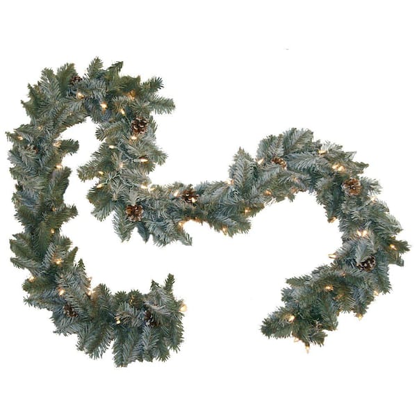 General Foam 9 ft. Pre-Lit Siberian Branch Garland with Clear Lights