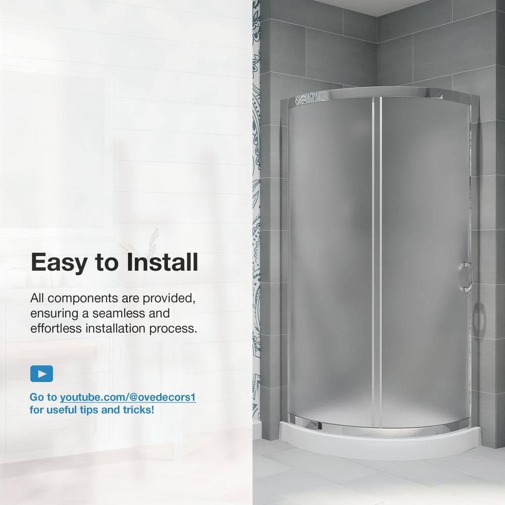 Breeze 34'' Frosted Glass Corner Shower Kit with Chrome Finish
