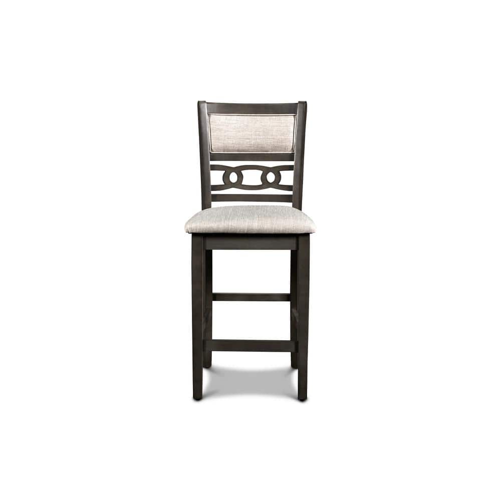 Gray Solid Wood Counter Table with Storage and 2 Chairs