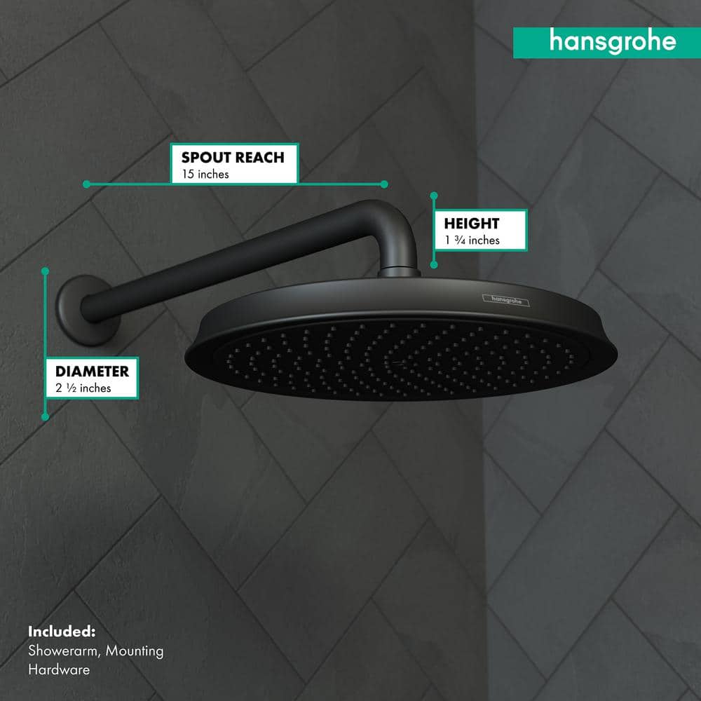Matte Black 16-Inch Modern Wall-Mount Shower Arm