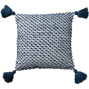 Outdoor Pillows Navy 18 in. x 18 in. Square Throw Pillow