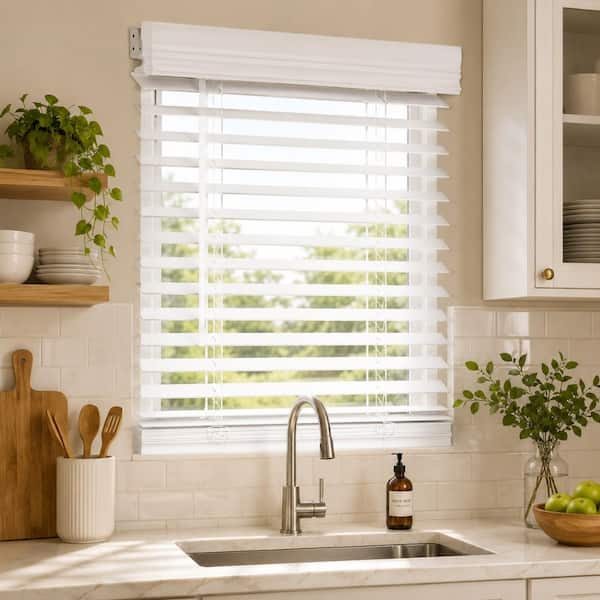 Bright White Cordless Light-Blackout Blinds with 2 in. Slats - 34