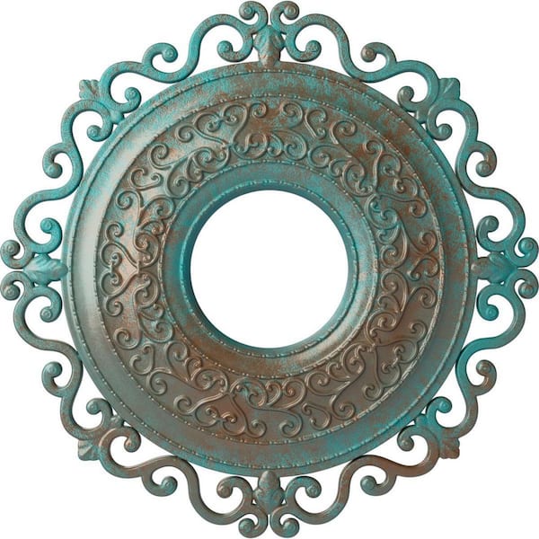Ekena Millwork 1-3/4 in. x 22 in. x 22 in. Polyurethane Orrington Ceiling Medallion, Copper Green Patina