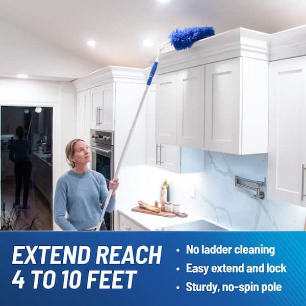 10 ft. Steel Telescoping Extension Pole for Window Cleaning, Squeegees, and Ceiling Dusters