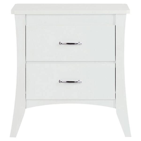 HomeRoots Amelia 2-Drawer White Nightstand [ 25 in. H X 24 in. W X 16 ...