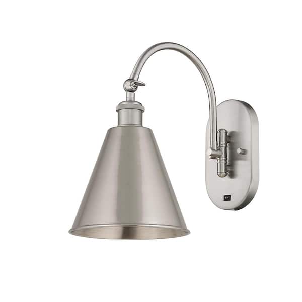 Innovations Ballston Cone 1-Light Brushed Satin Nickel Wall Sconce with Nickel Metal Shade