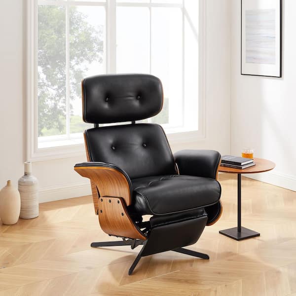 Art Leon Modern Black Faux Leather Swivel Recliner SF038-BK-N