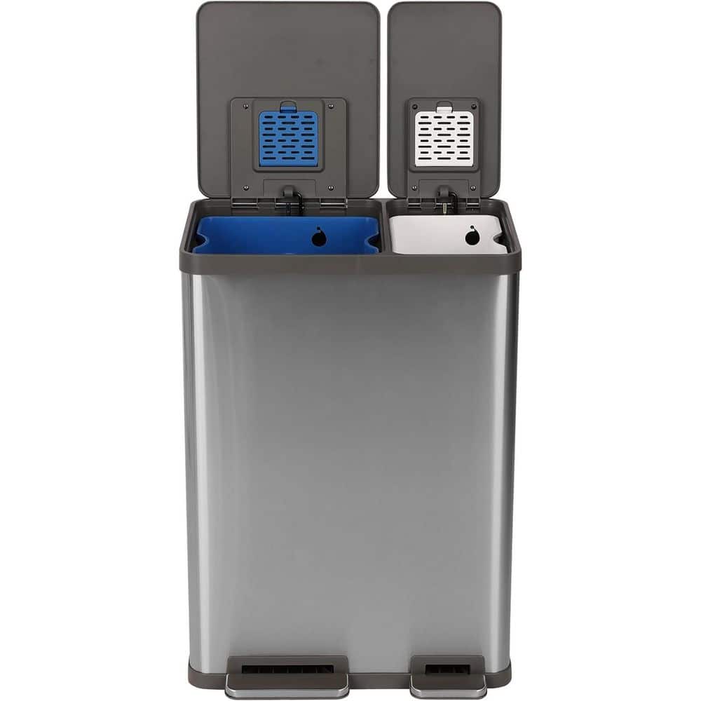 16 gal Dual Compartment Step Trash Can with Waste and Recycling Bins, Kitchen Garbage Can price history on PriceWatchPro