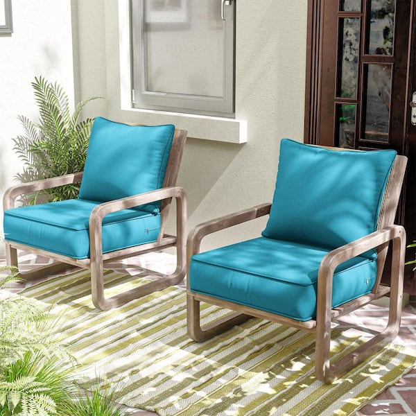 19 in. x 19 in. x 4 in. Square Outdoor Deep Seating Cushion Set Seat and Back Cushion for Lounge Chair Lake Blue