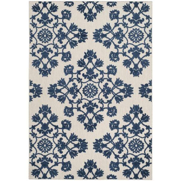 SAFAVIEH Cottage Light Gray/Royal Blue 5 ft. x 8 ft. Floral Indoor/Outdoor Area Rug