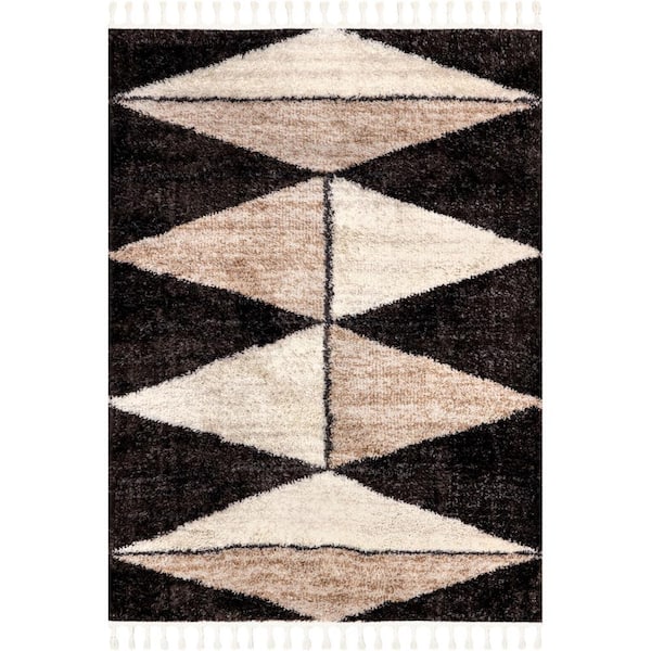 nuLOOM Kali Brown 8 ft. x 10 ft. Geometric Shag Area Rug