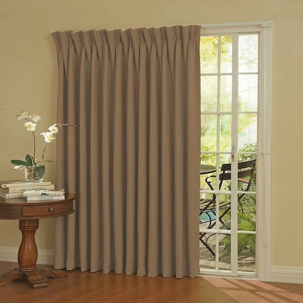 Eclipse Wheat Woven Thermal Blackout Curtain 100 In W X 84 L 12109100x084wht Eclipse Wheat Woven Thermal Blackout, Pinch Pleat Curtains For Sliding Glass Doors