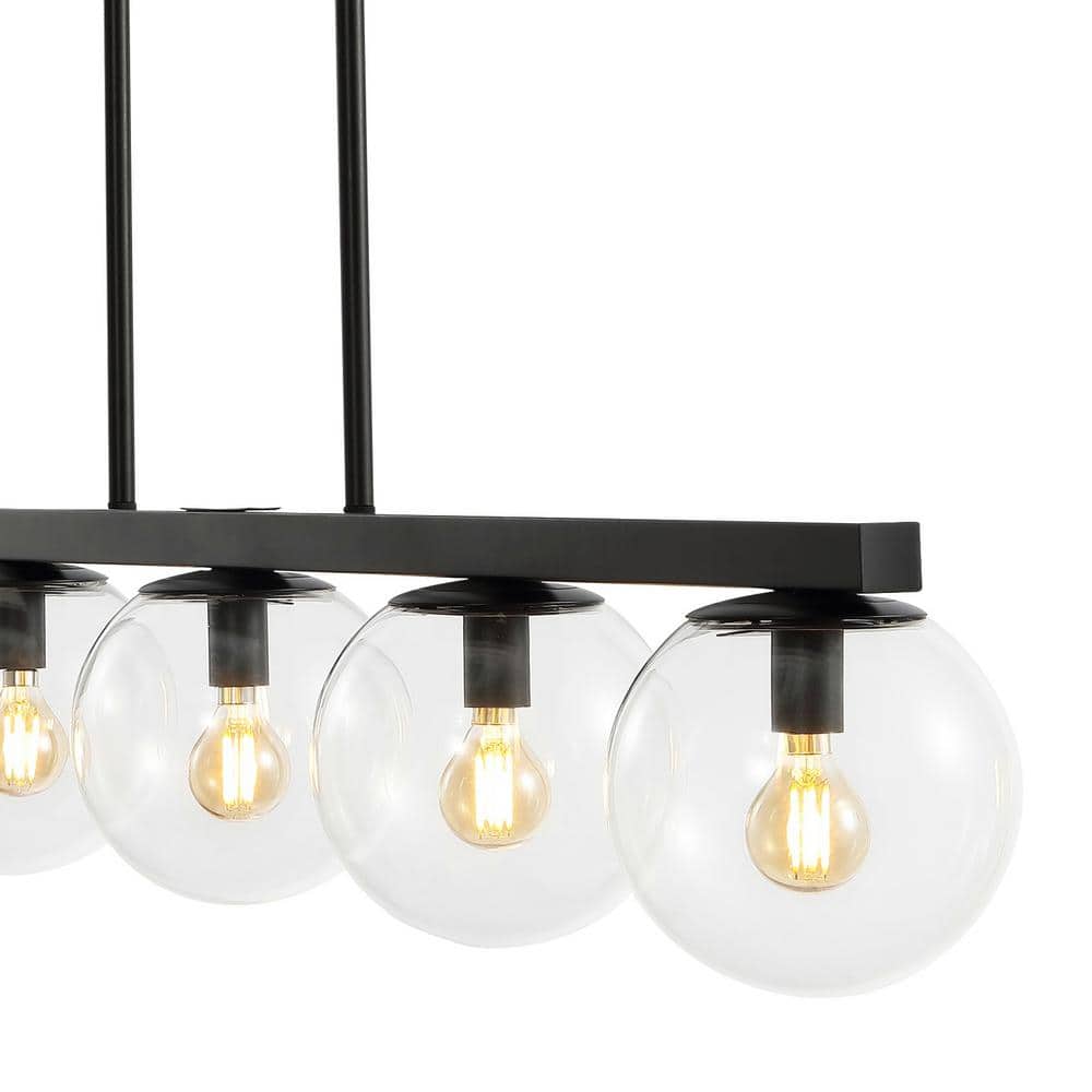 Luca Parisian 45.5" Black Glass Globe Linear LED Pendant Light