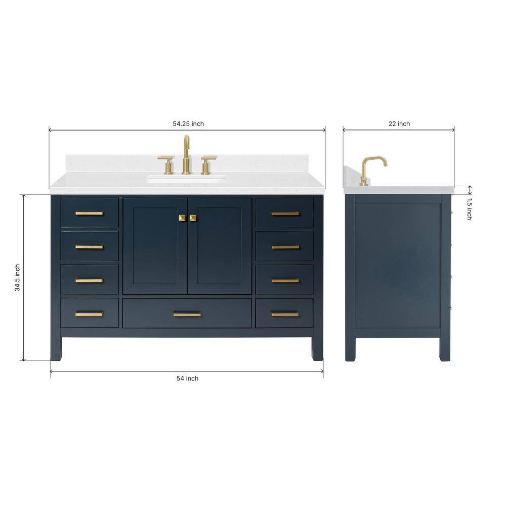 Midnight Blue Single Sink Vanity with Carrara Quartz Top
