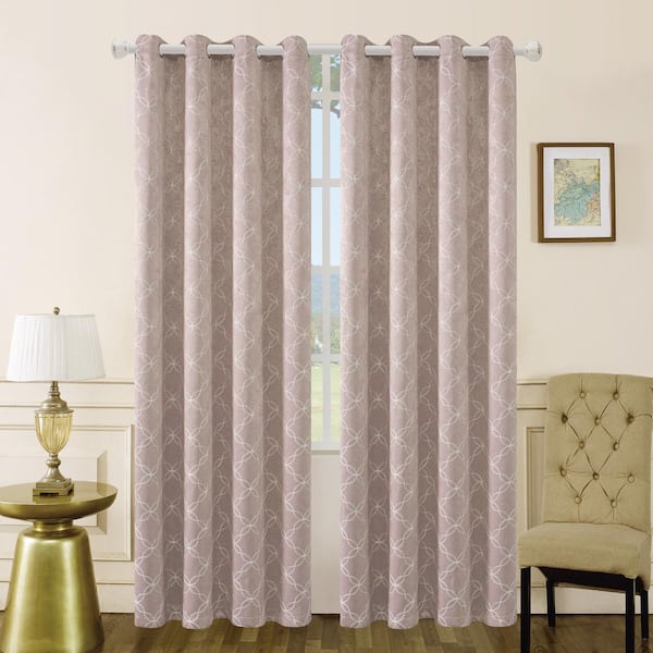 Lyndale Decor Blush Geometric Thermal Blackout Curtain - 50 in. W x 126 in. L