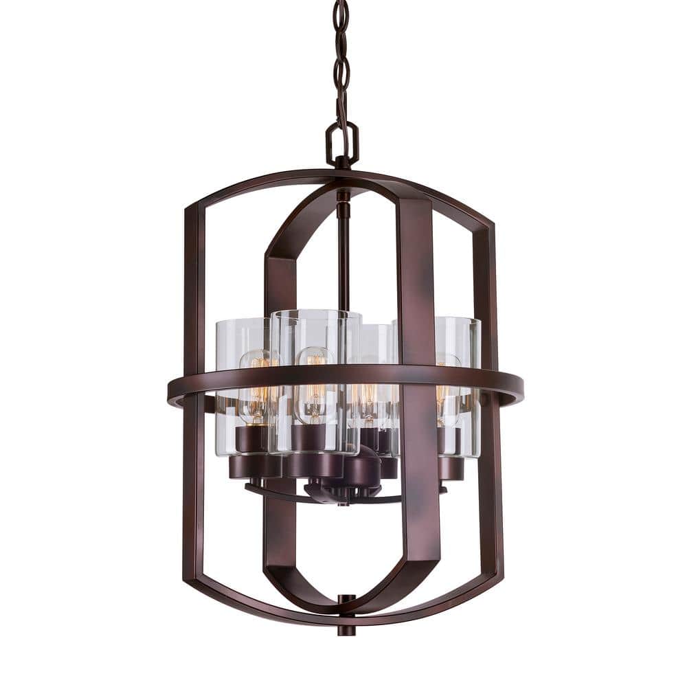 Hyde 4-Light Antique Bronze Foyer Pendant with Clear Glass