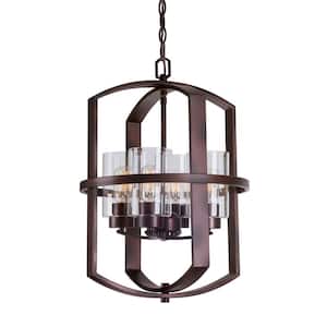 Hyde 4-Light Antique Bronze Foyer Pendant with Clear Glass