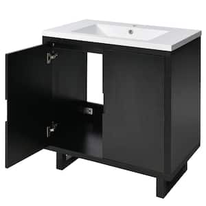 29.5 in. W x 18.1 in. D x 34.1 in. H Bath Vanity Cabinet without Top in Black