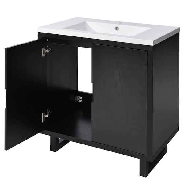 Nestfair 29.5 in. W x 18.1 in. D x 34.1 in. H Bath Vanity Cabinet without Top in Black