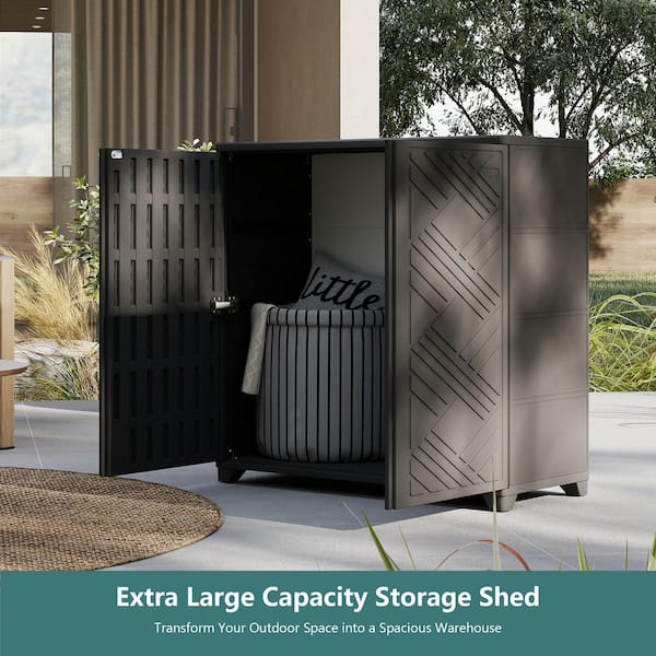 Decksplore Black Outdoor Storage Locker 34.3 in. x 15.1 in. x 33.5
