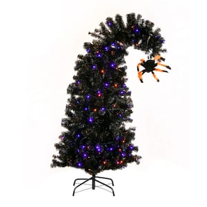 6 ft. Plug-In Pre-Lit Halloween Bent Top Black Tree
