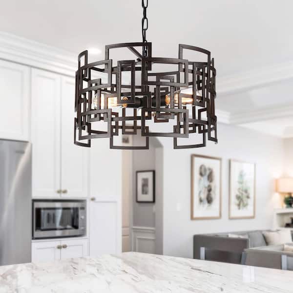 Litani 3 Light Down Chandelier With Brown Finish