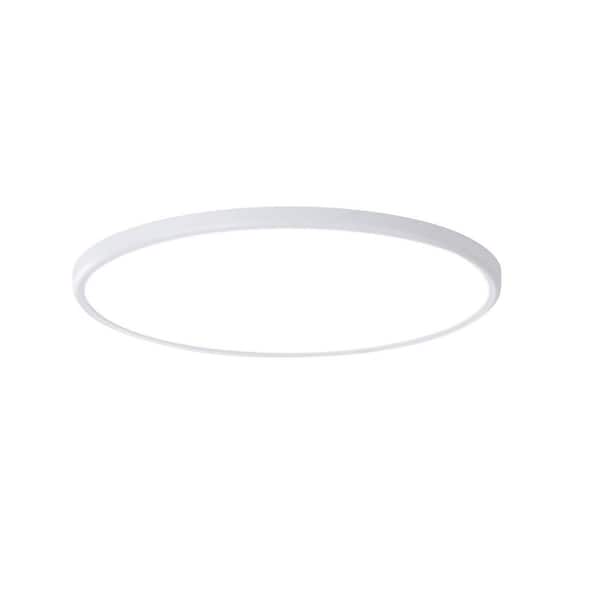 15.7 in. Indoor White 28W Dimmable LED Flush Mount Ceiling Light w/ Remote and Nightlight Warm White No Bulb Included