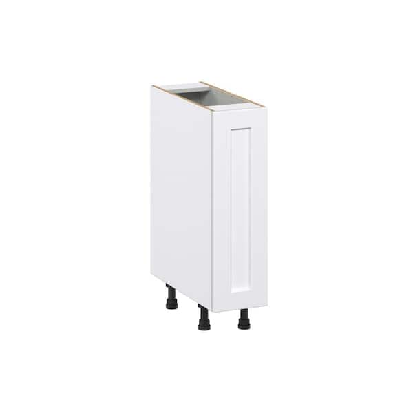 J COLLECTION Milton 9 in. W x 24 in. D x 34.5 in. H Assembled Shaker Left Pullout Spice Rack Base Kitchen Cabinet in Bright White