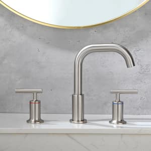 Bres 8 in. Widespread Double-Handle Bathroom Faucet in Brushed Nickel