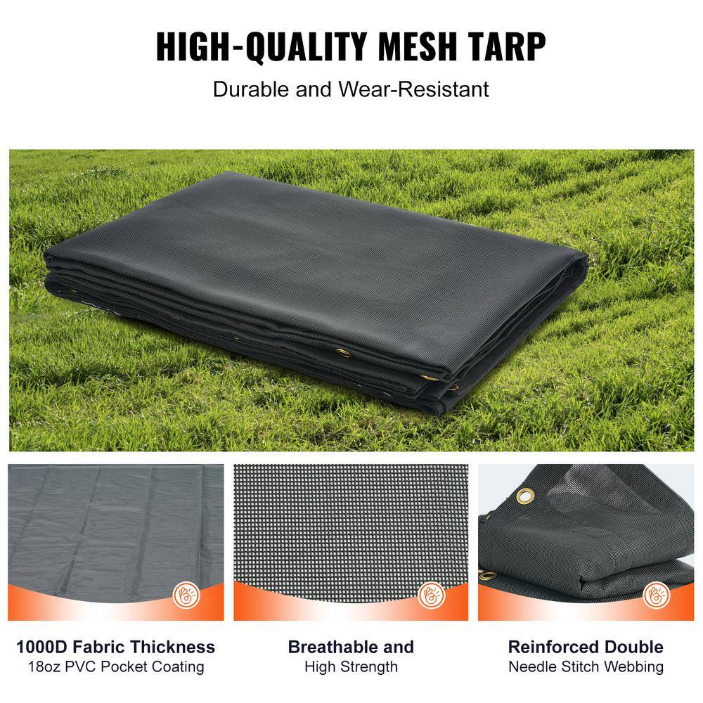 Heavy Duty Black PVC Coated Mesh Dump Truck Tarp with Brass Grommets