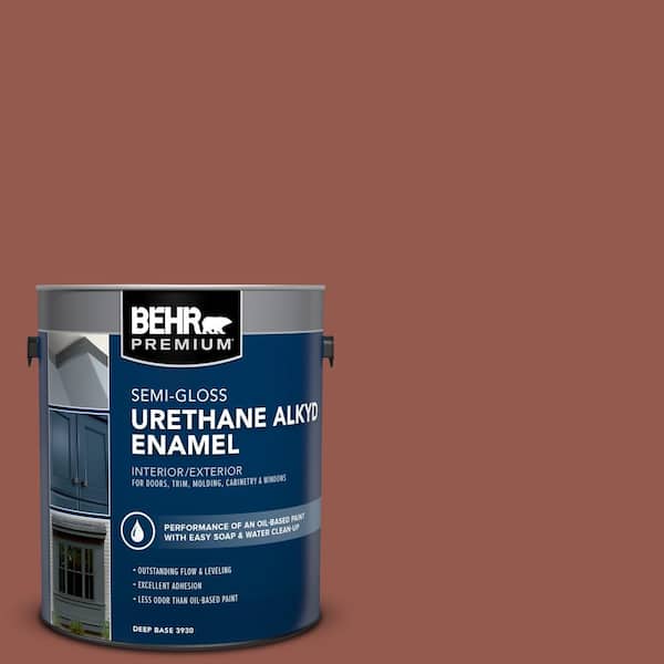 BEHR PREMIUM 1 gal. #AE-12 Oxide Red Urethane Alkyd Semi-Gloss Enamel Interior/Exterior Paint
