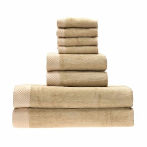 Luxury Viscose from Bamboo Cotton Towel Set - Champagne (2 Bath Towels, 2 Hand Towels, 4 Washcloths)