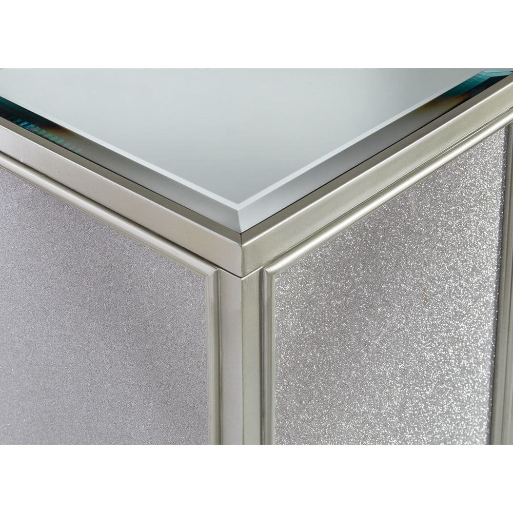 Hollywood Glamour Silver Square Mirrored Nesting End Tables