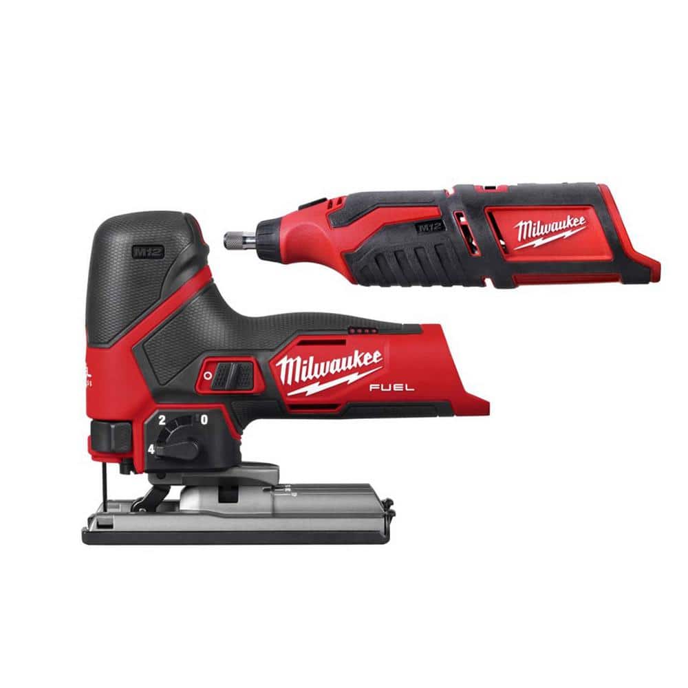 Milwaukee M12 12-Volt Fuel Lithium-Ion Cordless Jig Saw with M12 Rotary Tool -  2545-20-24