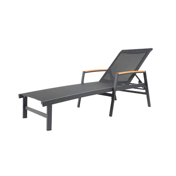 CHRISTOPHER KNIGHT HOME Oxton Black Aluminum Outdoor Chaise Lounge with Mesh Seating
