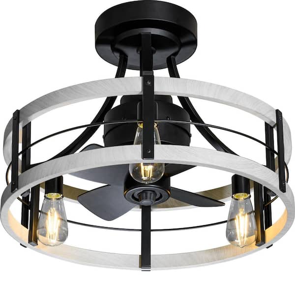 Home Decorators Collection Hilna 22 in. 3 Dimmable LED Bulbs Indoor/Covered Outdoor Black Ceiling Fan with Remote Included