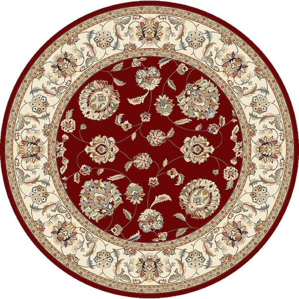 Judith Red/Ivory 8 ft. x 8 ft. Round Indoor Area Rug